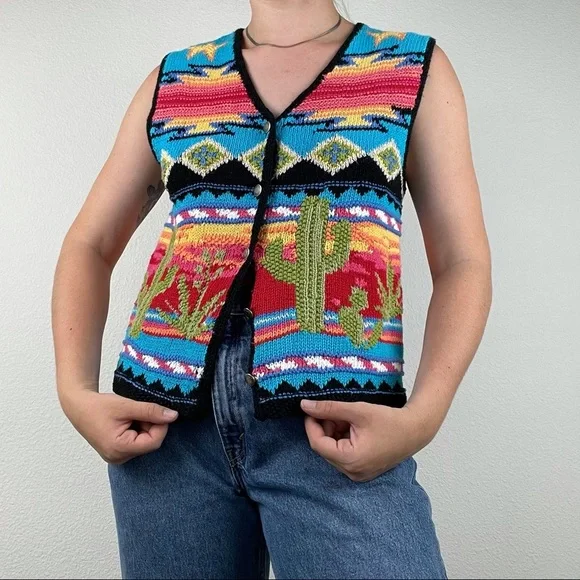 Vintage Susan Bristol cactus sweater vest - Picture 2 of 8